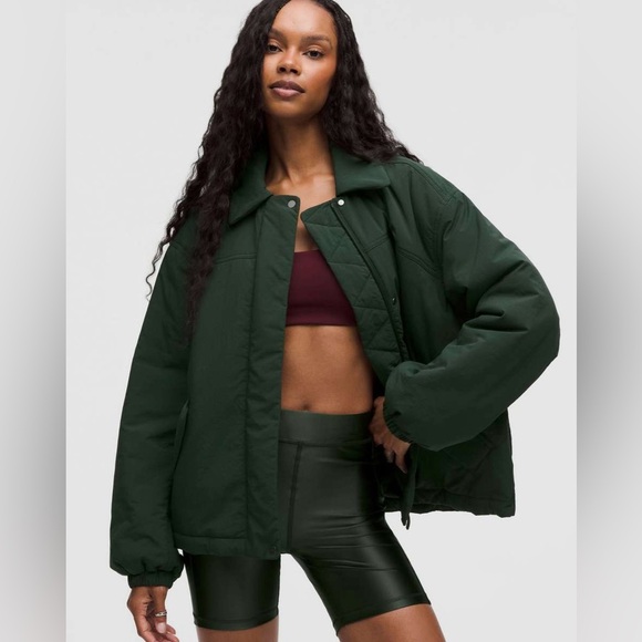 lululemon athletica Jackets & Blazers - Lululemon insulated oversized collared jacket. Size xs. Color evergreen.